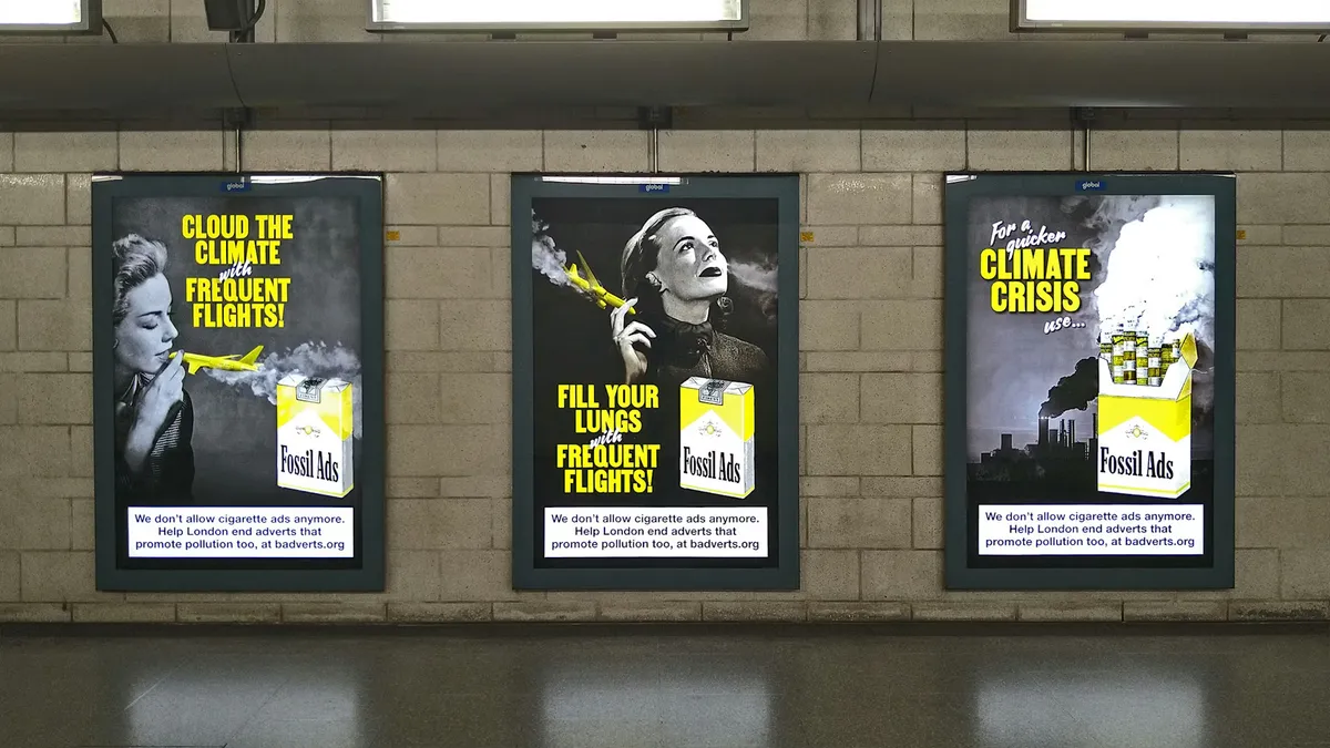 Satirical Fossil Ads Take Over a London Underground Station