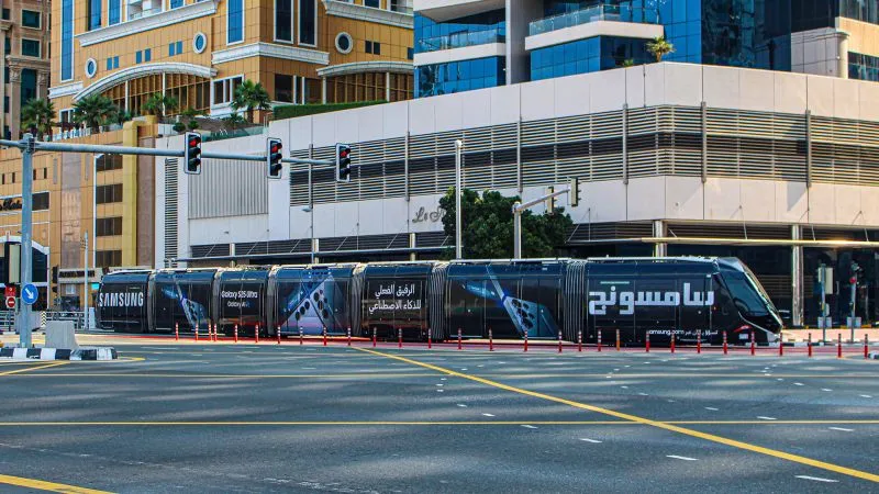 Reaching Tourists and Affluent Residents with Full Wrap Tram Advertising in Dubai