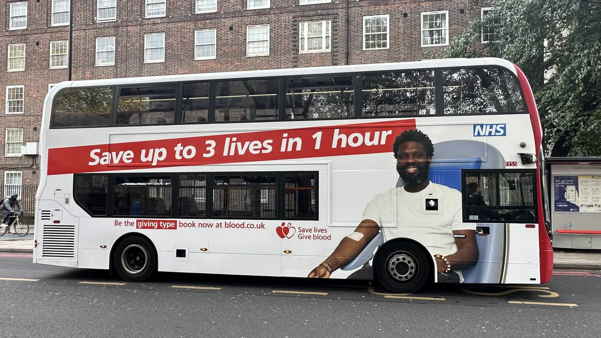 Blood donation awareness campaign on London buses