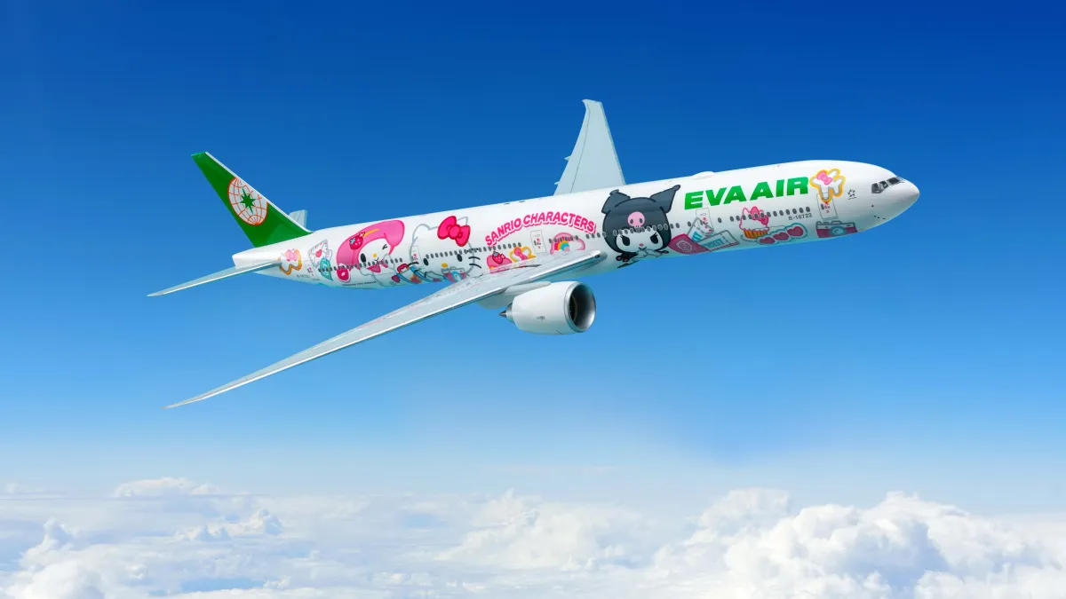 Hello Kitty x EVA Air Full Wrap Airplane Advertising - Gulf Airport Advertising