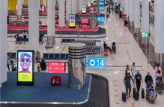 Digital screens at Dubai International Airport