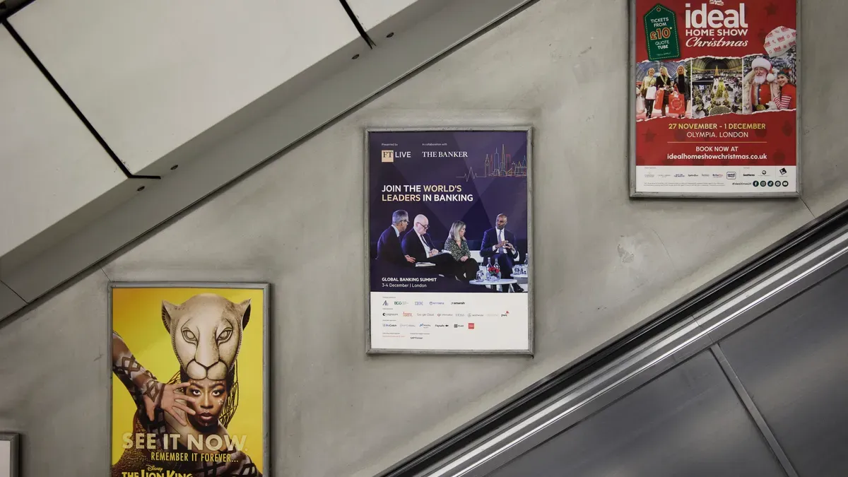 Financial Times escalator panel advert
