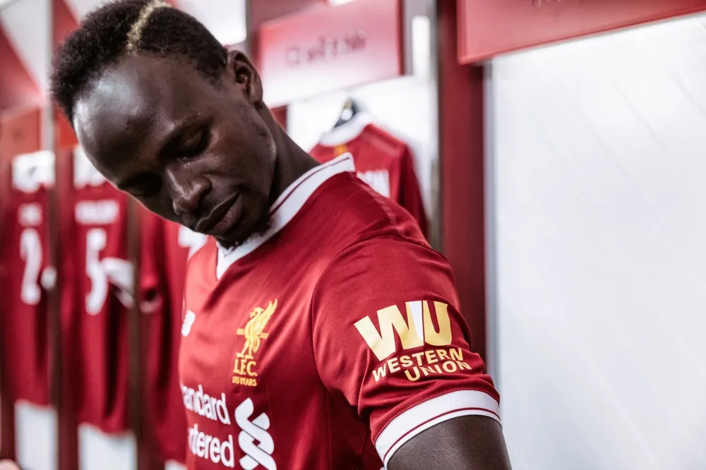 Uniform and Kit Sponsorships in the English Premier League - Sadio Mané for Liverpool x Western Union & Standard Chartered