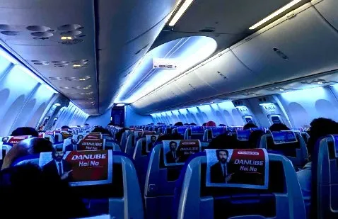 Danube inflight ads on seat headrests