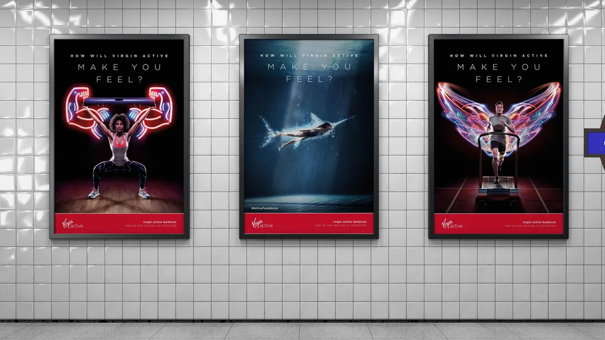 Virgin Active advertising on the Tube around the New Year