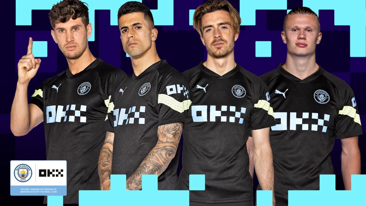 OKX x Manchester City Sponsorship on Training Kit - World Sports Advertising