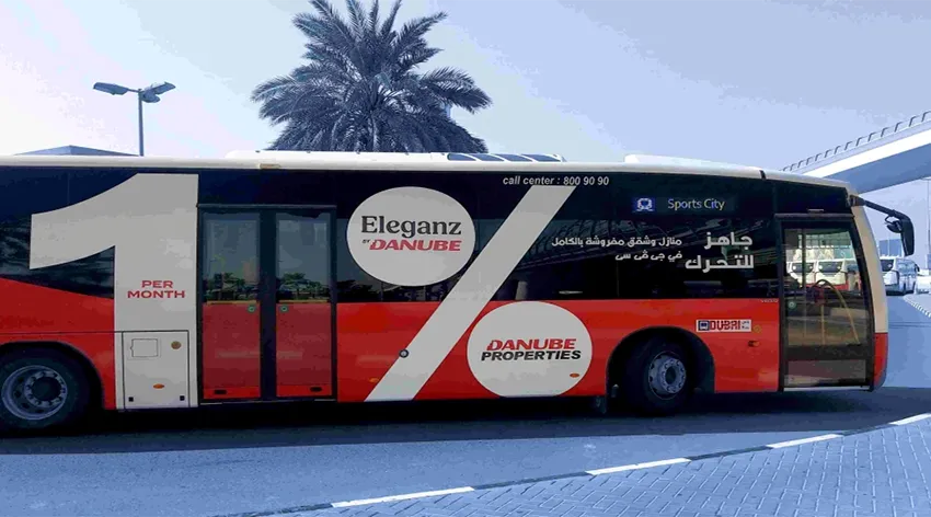 Danube using reflective bus ads in Dubai