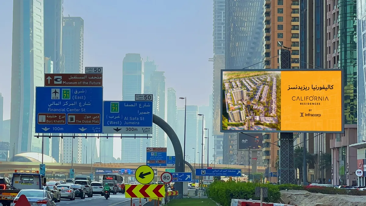 California Residences Advertises on Unipole Billboards in Dubai - Dubai Advertising