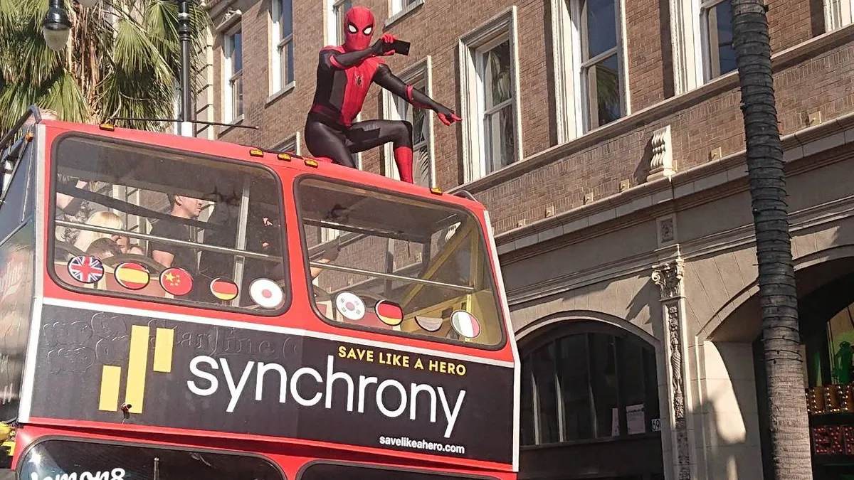 Spiderman Far From Home - Tom Holland Poses on a London Bus - London Bus Advertising