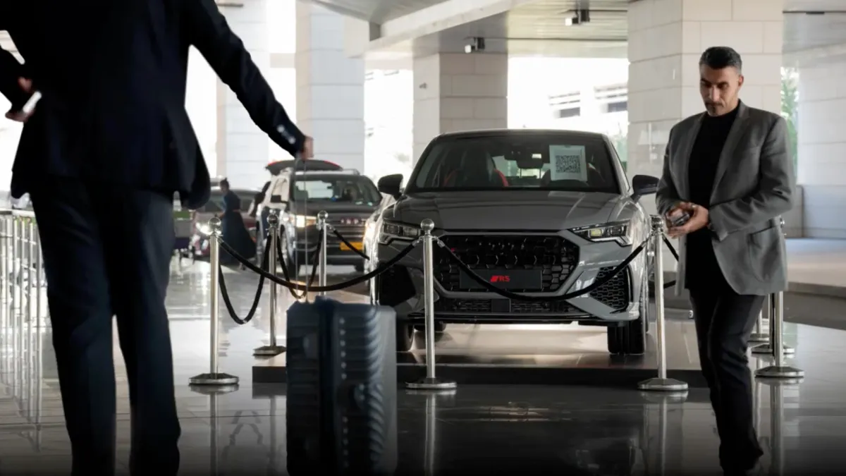 Audi on the podium stand at Muscat International Airport