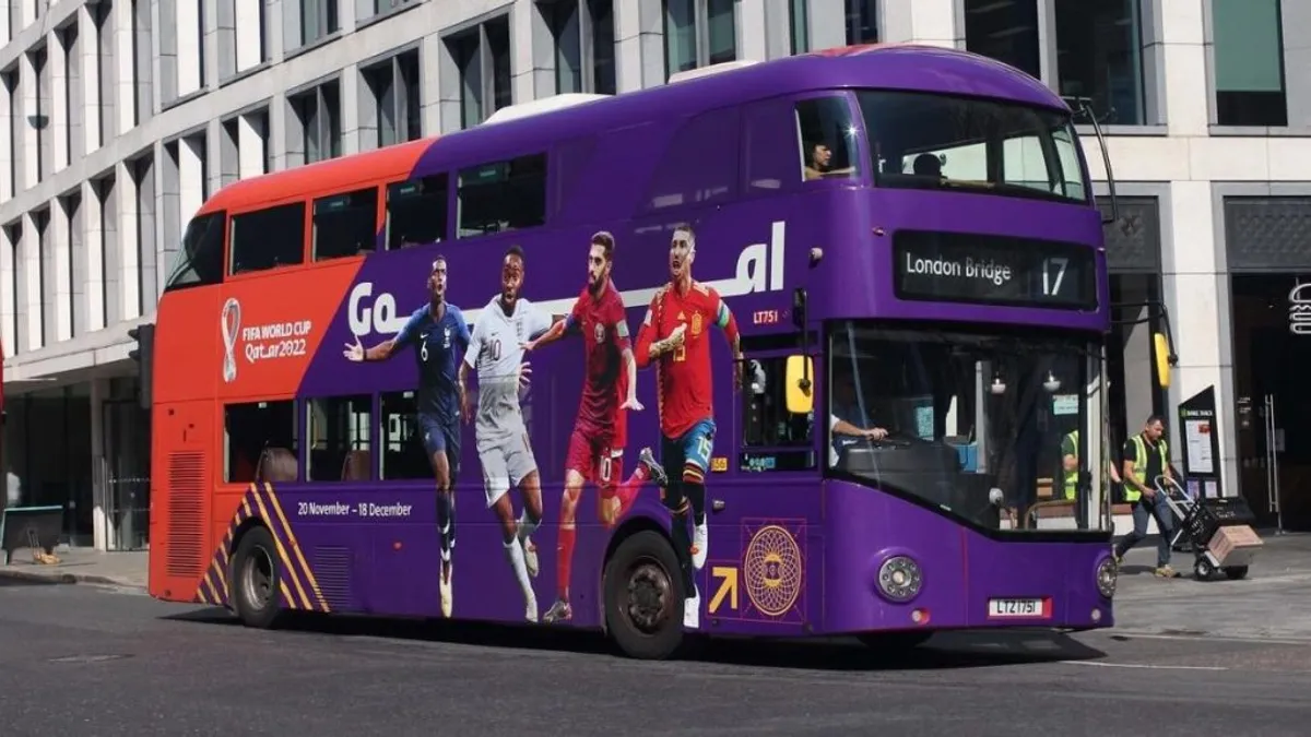 FIFA World Cup 2022 Full Bus Wrap in London by Media Agency Group
