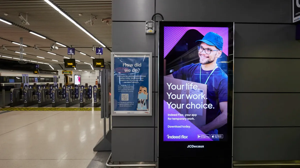 Indeed Flex pDOOH Airport Campaign by Media Agency Group