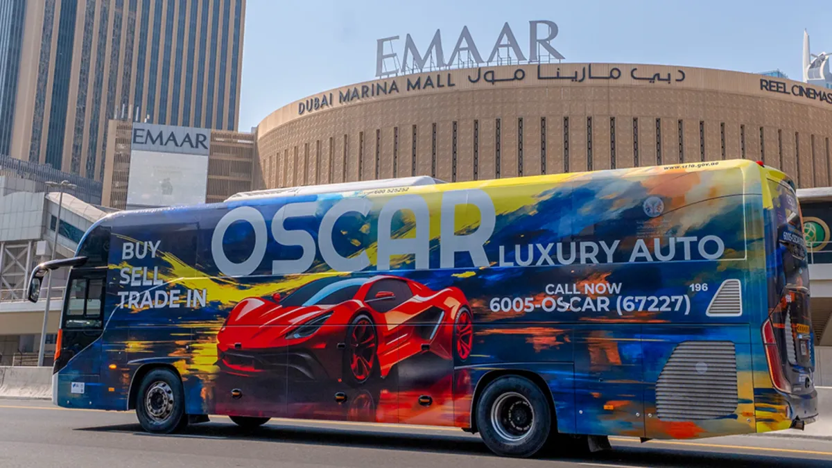 Oscar Luxury Rent a Car Campaign on Dubai Buses - Bus Advertising