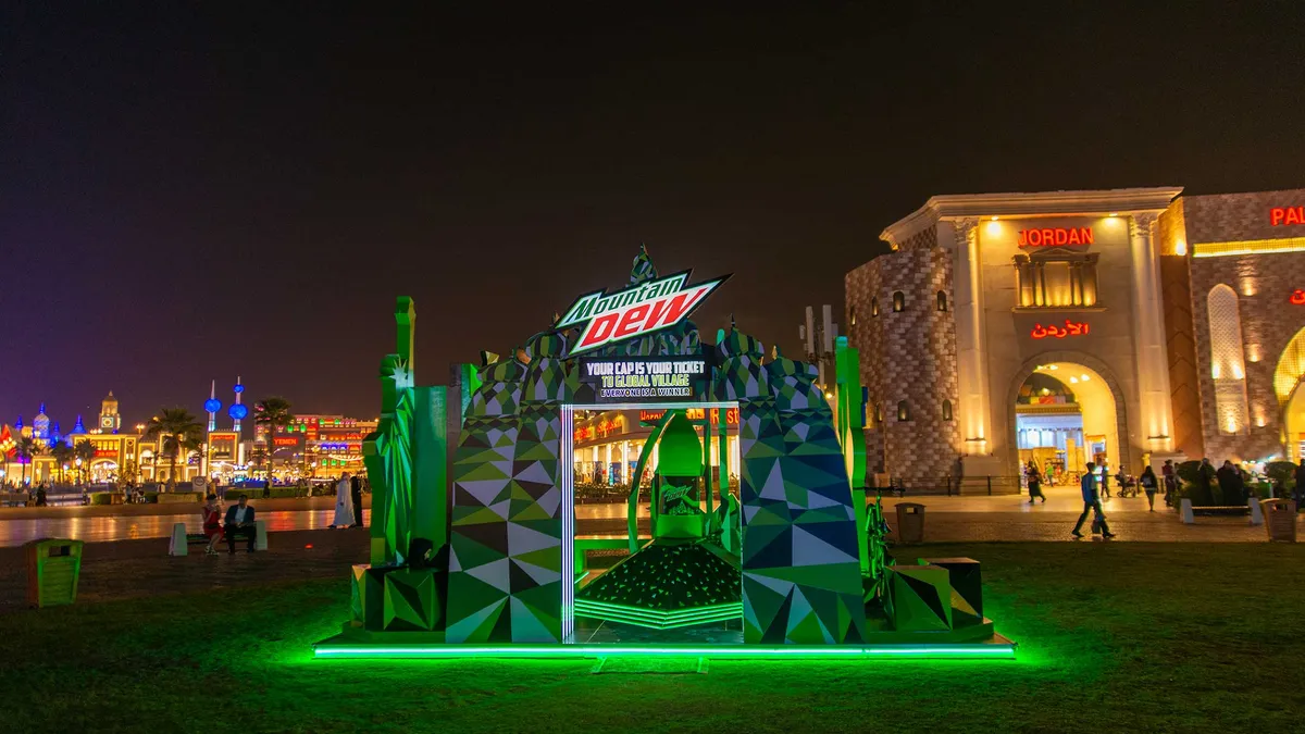 Mountain Dew Popup Advert at the Global Village in Dubai - OOH Advertising Global Village