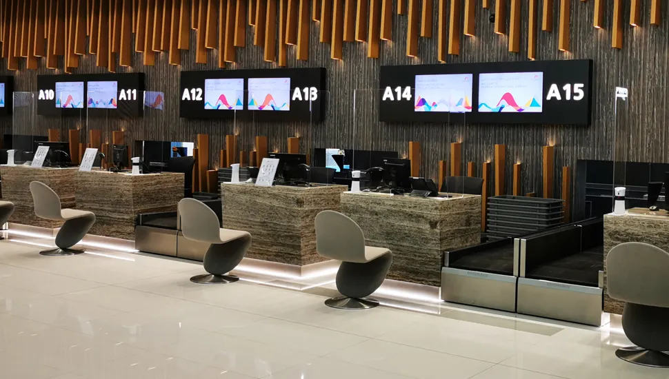 Check in lounge at Bahrain International Airport