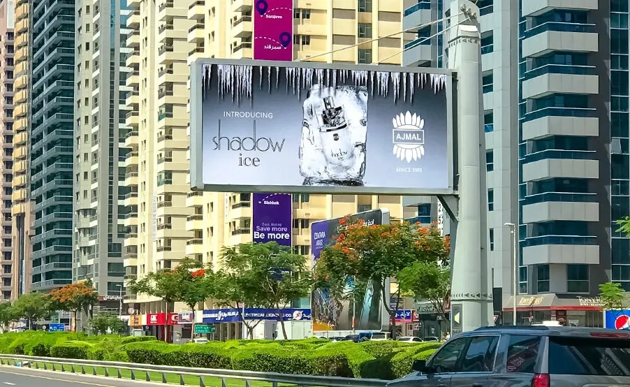Ajmal perfume ad on Dubai Unipoles