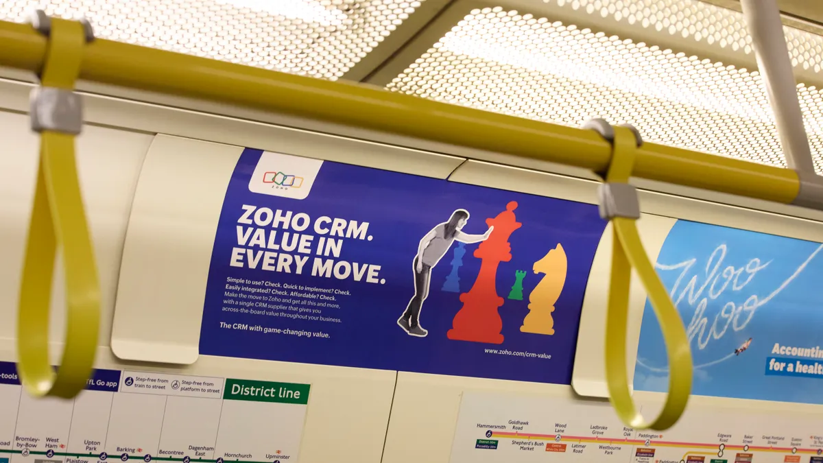 Tube Car Panel Advert for Zoho CRM - London Underground Advertising