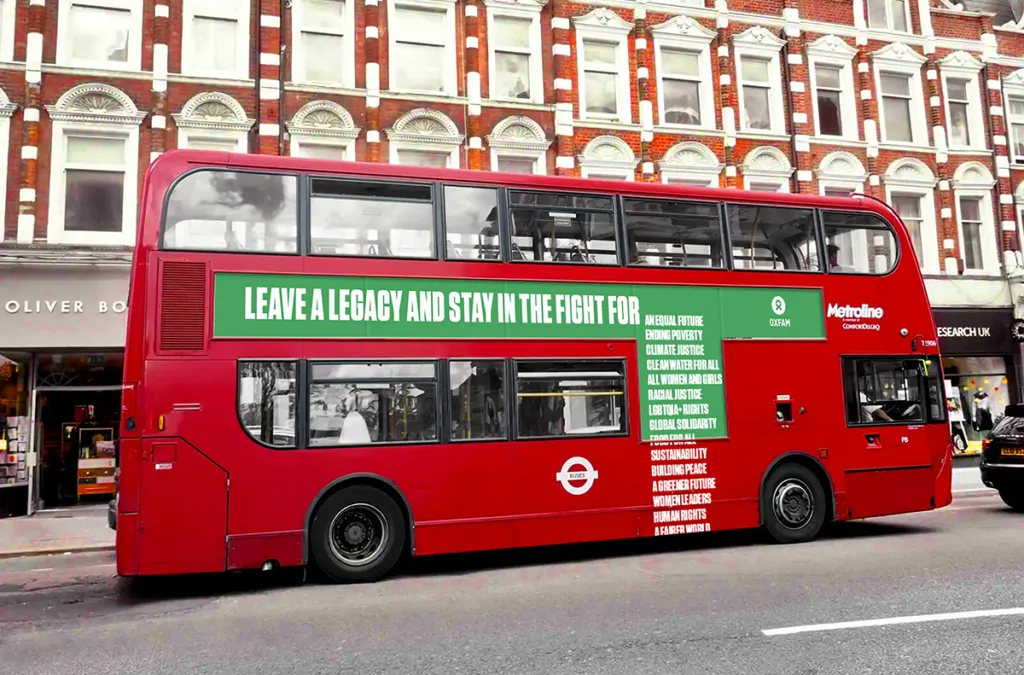 Oxfam advert on London Bus