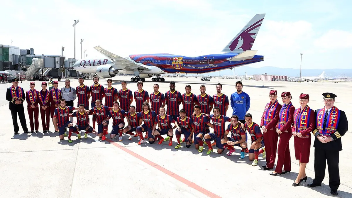 Barcelona x Qatar Airways Full Wrap Airplane Advertising - Gulf Airport Advertising