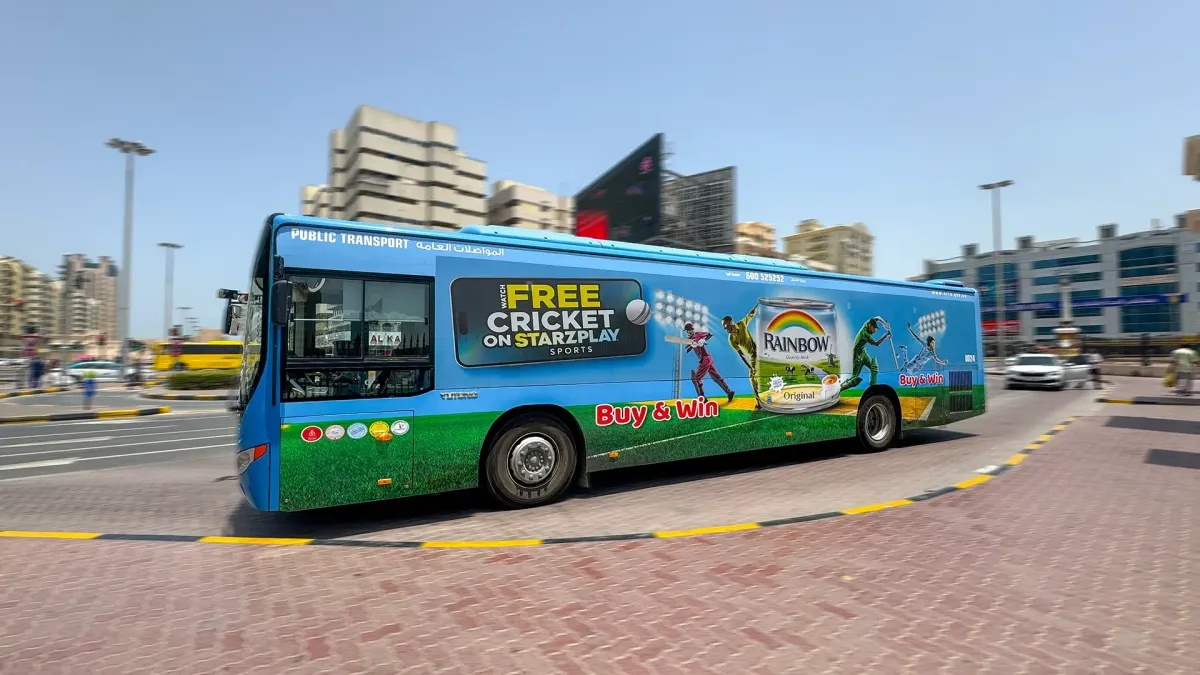 FMCG Brand Rainbow Advertising on Dubai RTA Buses Full Wrap