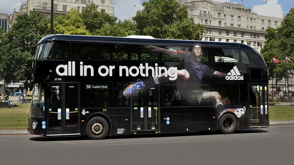 Lionel Messi with Adidas - London Bus Full Wrap Advertising