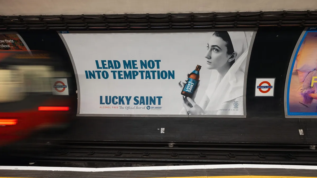 Lucky Saint advertising on the Tube around the New Year