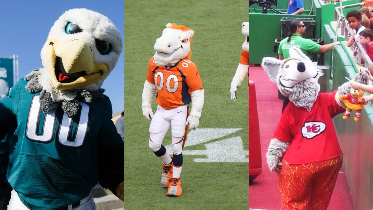 The Philadelphia Eagles’ Swoop, Denver Broncos’ Miles and Kansas City Chiefs’ KC Wolf are instantly recognisable symbols of their teams