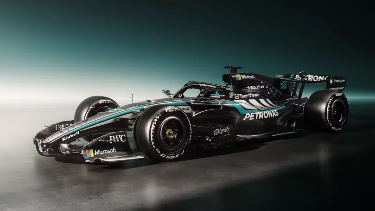 Mercedes W17 Silver Black Livery Reveal - World Sports Advertising