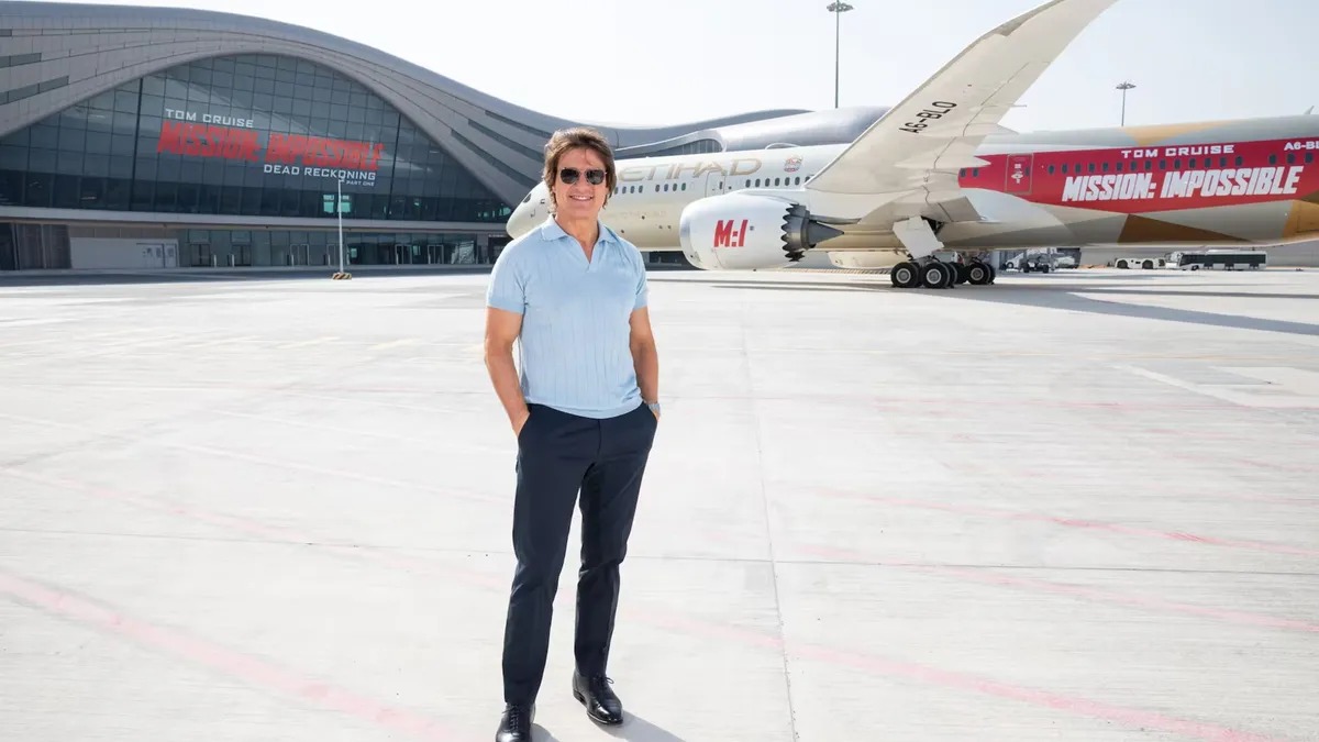 Tom Cruise in Mission Impossible x Etihad Airways | Influencer and Celebrity Based Advertising in Airports - Gulf Airport Advertising