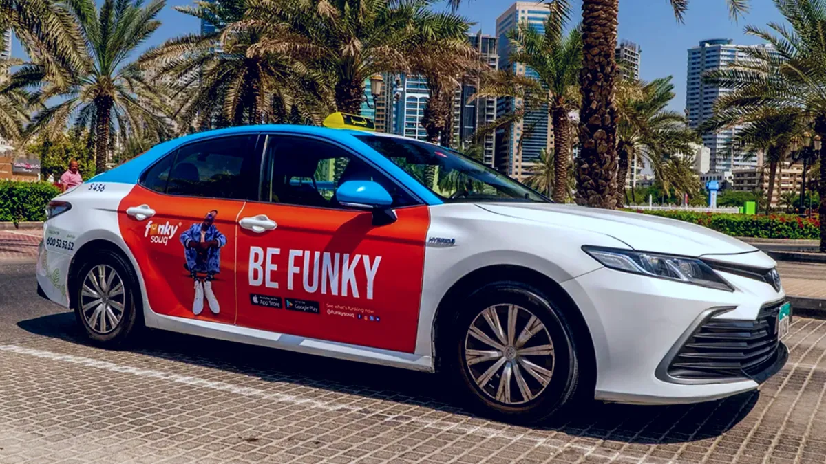 Funky Souq Advertising Campaign on UAE Taxis - Dubai Taxi Advertising