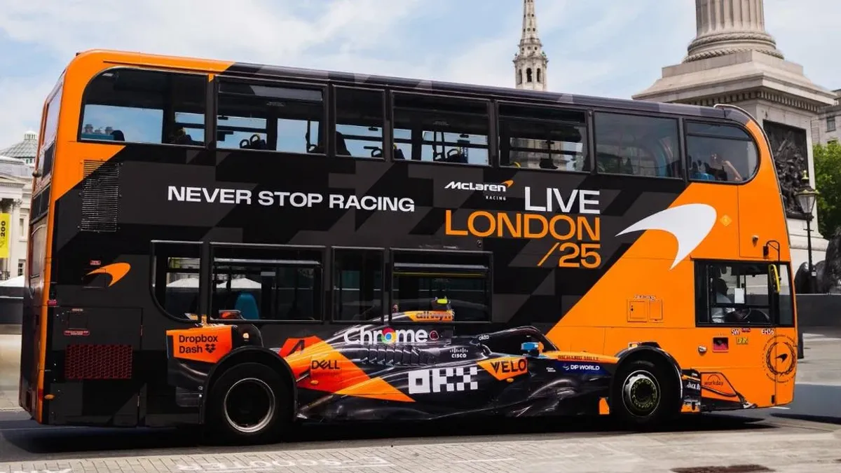 McLaren Papaya Buses in London - Full Bus Wrap - London Bus Advertising