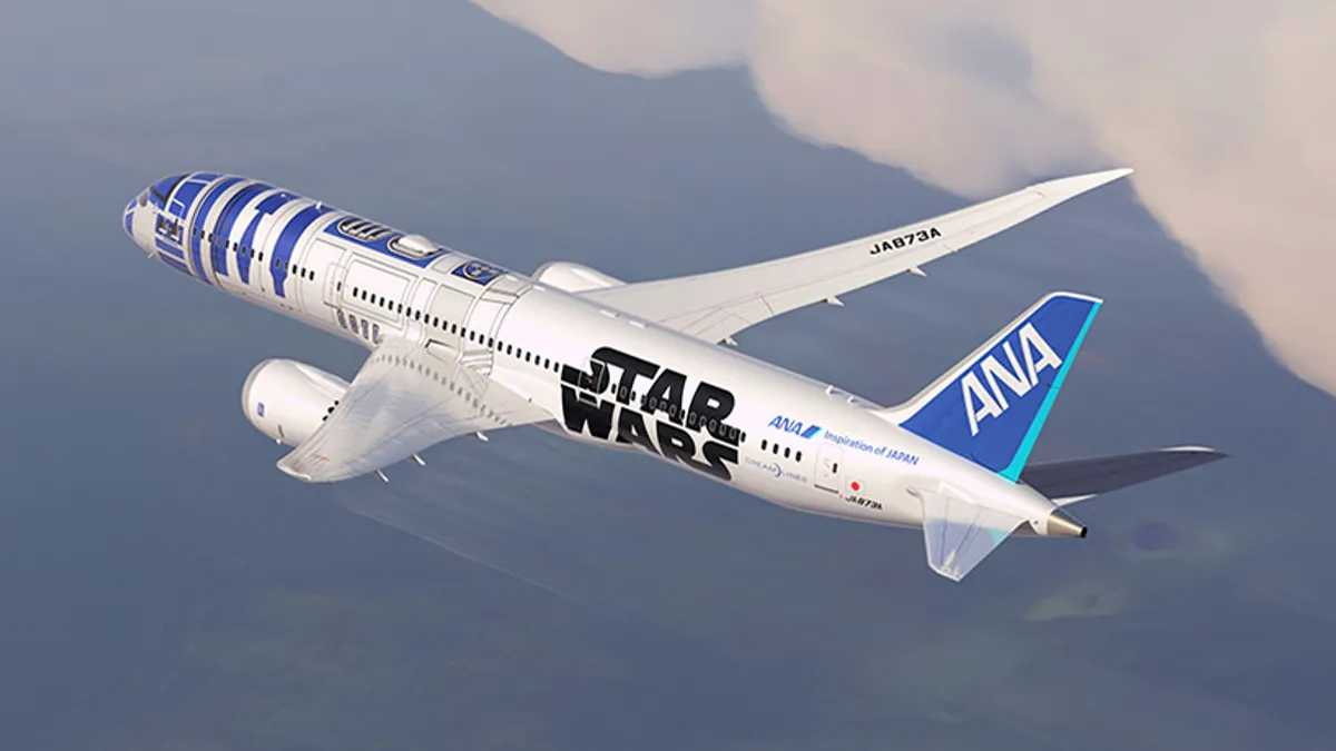 STAR WARS x ANA Airlines Full Wrap Airplane Advertising - Gulf Airport Advertising