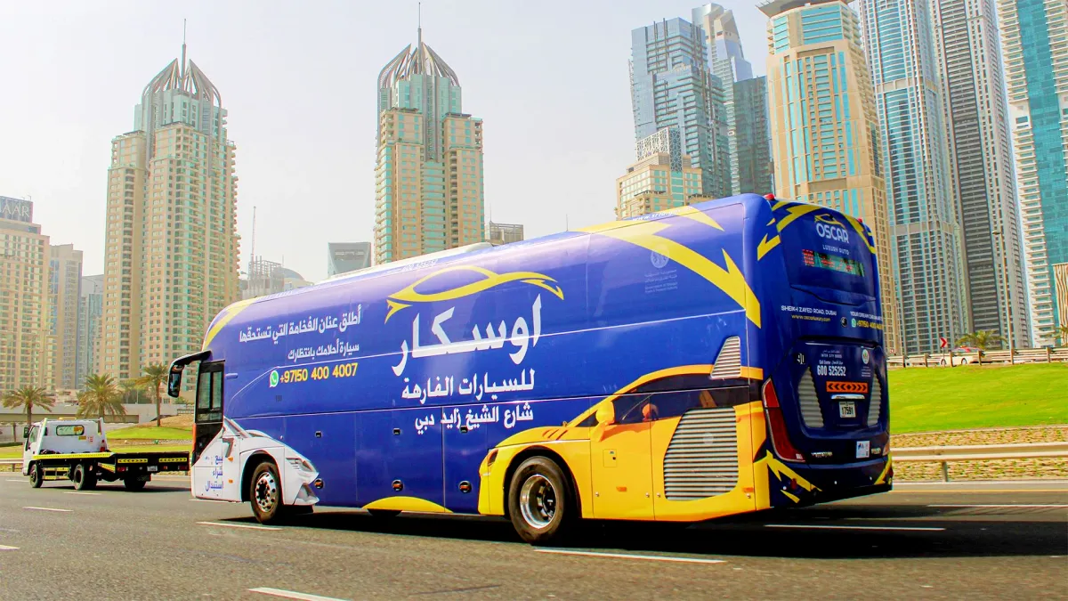 Oscar Luxury Rent a Car Campaign on Dubai Buses - Bus Advertising