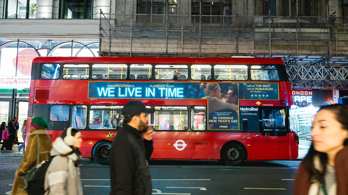We Live In Time T-Side Advertisement on London Bus