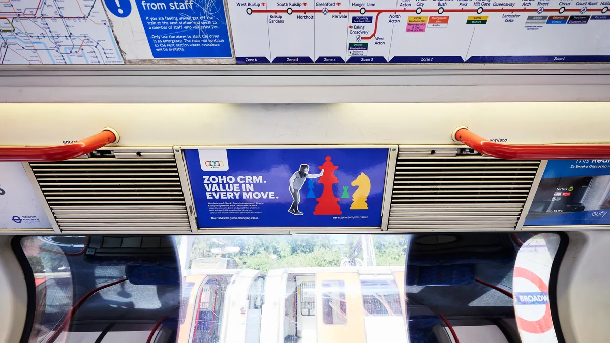 Tube Car Panel Advert for Zoho CRM - London Underground Advertising
