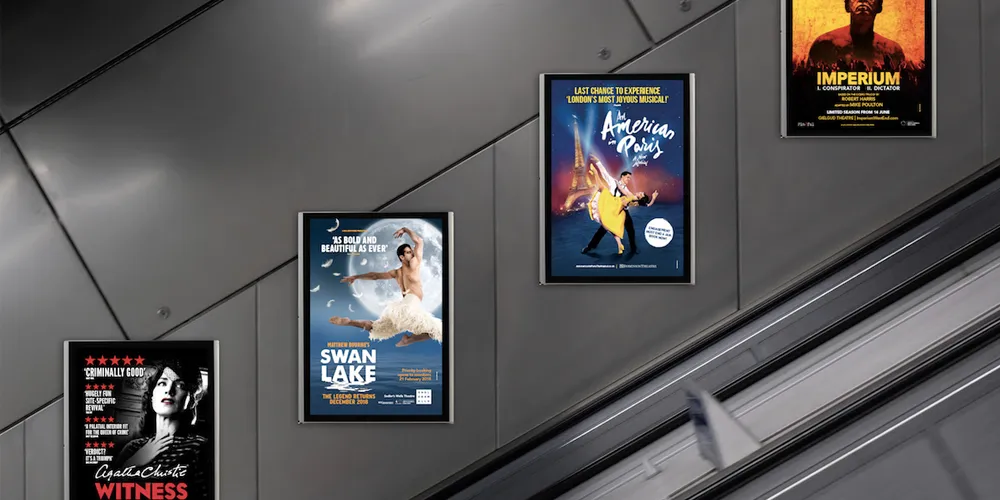 Digital escalator panels on London Underground