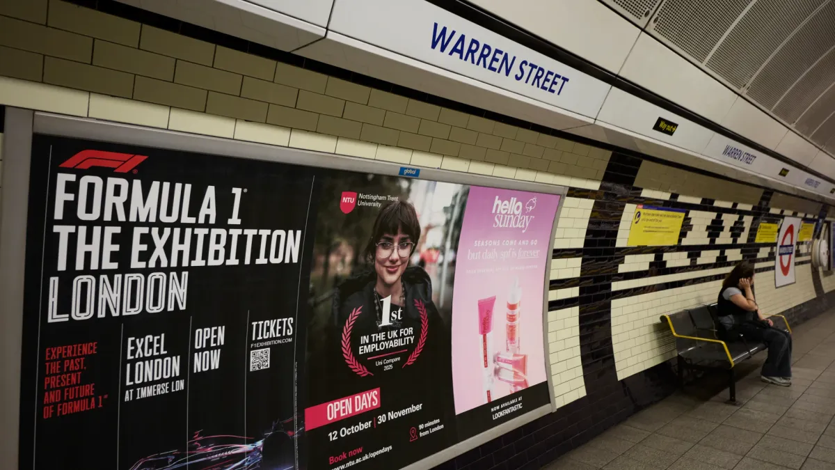 Nottingham Trent University Tube Advertising With 4 Sheets in Warren Street Station - London Underground Advertising