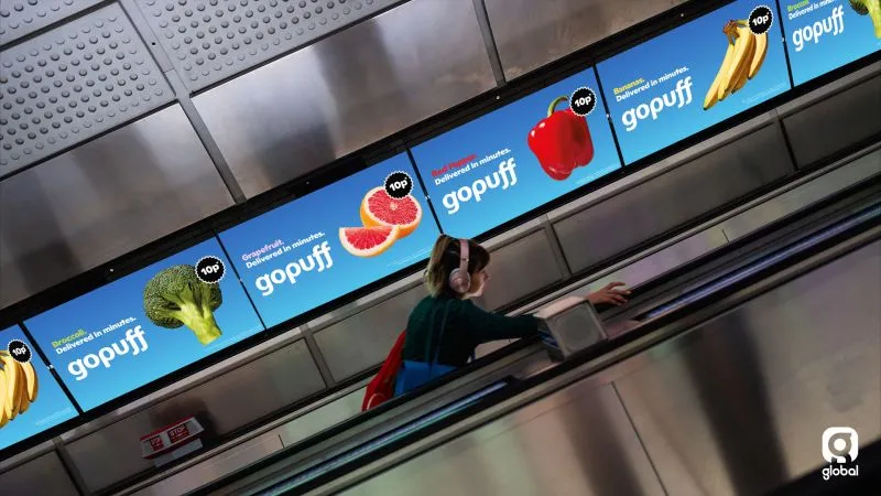 Digital Ribbon Escalator Ads in London Underground