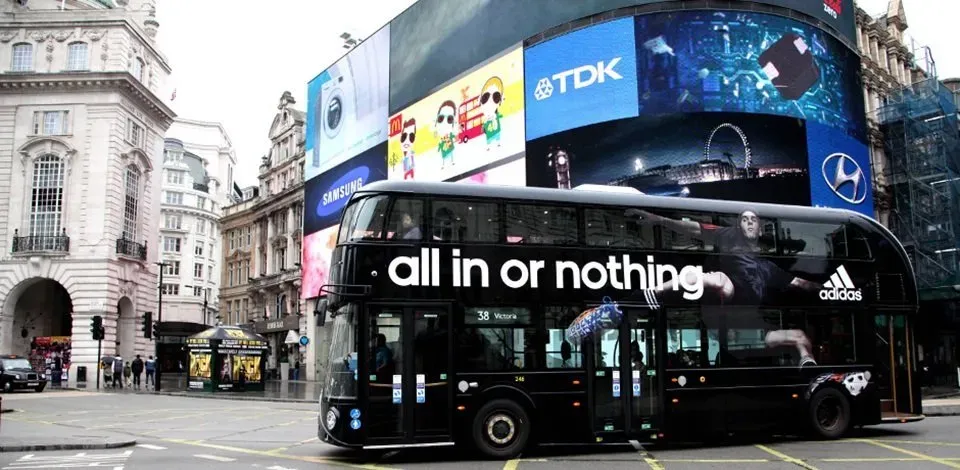 Double Decker Bus Adverts in London for Adidas using full wraps