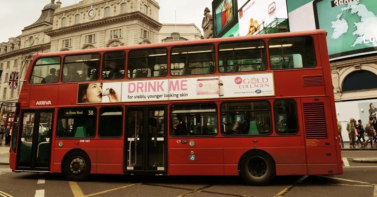 Bus campaign in London for wellness brand