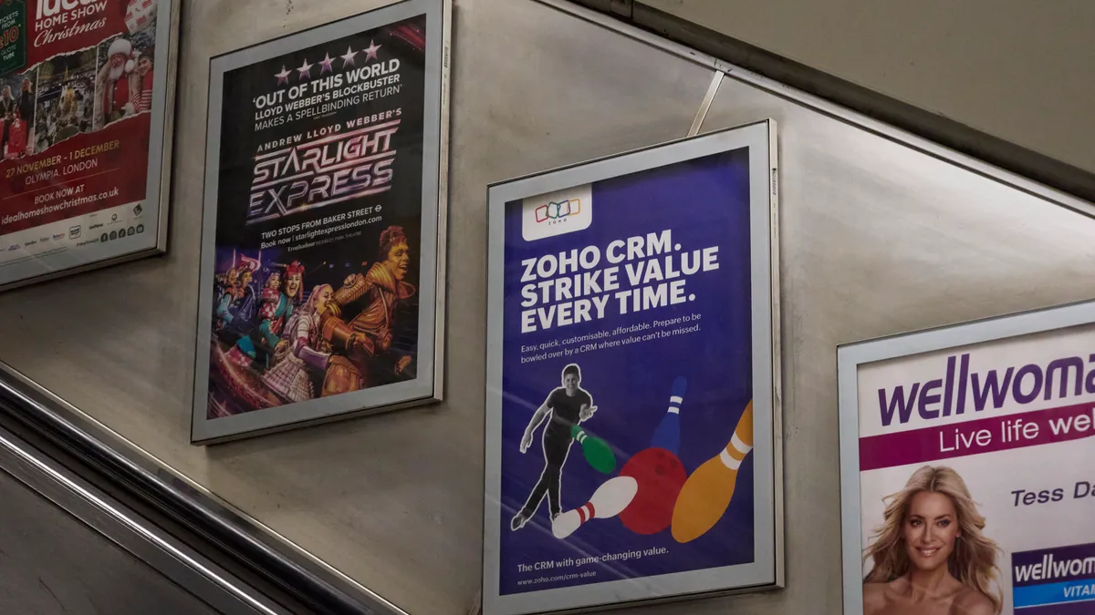 Linear Escalator Panel LEP Advert for Zoho CRM - London Underground Advertising